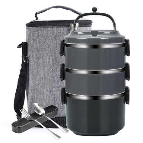 bento stainless steel inbuilt lunch box with bag 1000ml|metal stackable lunch box.